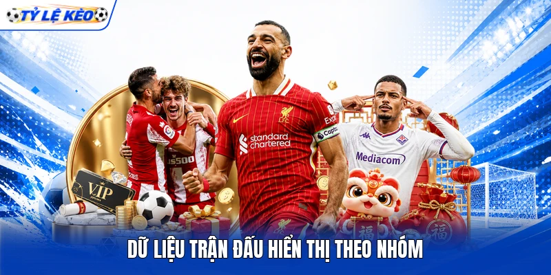 Dữ liệu trận đấu hiển thị theo nhóm